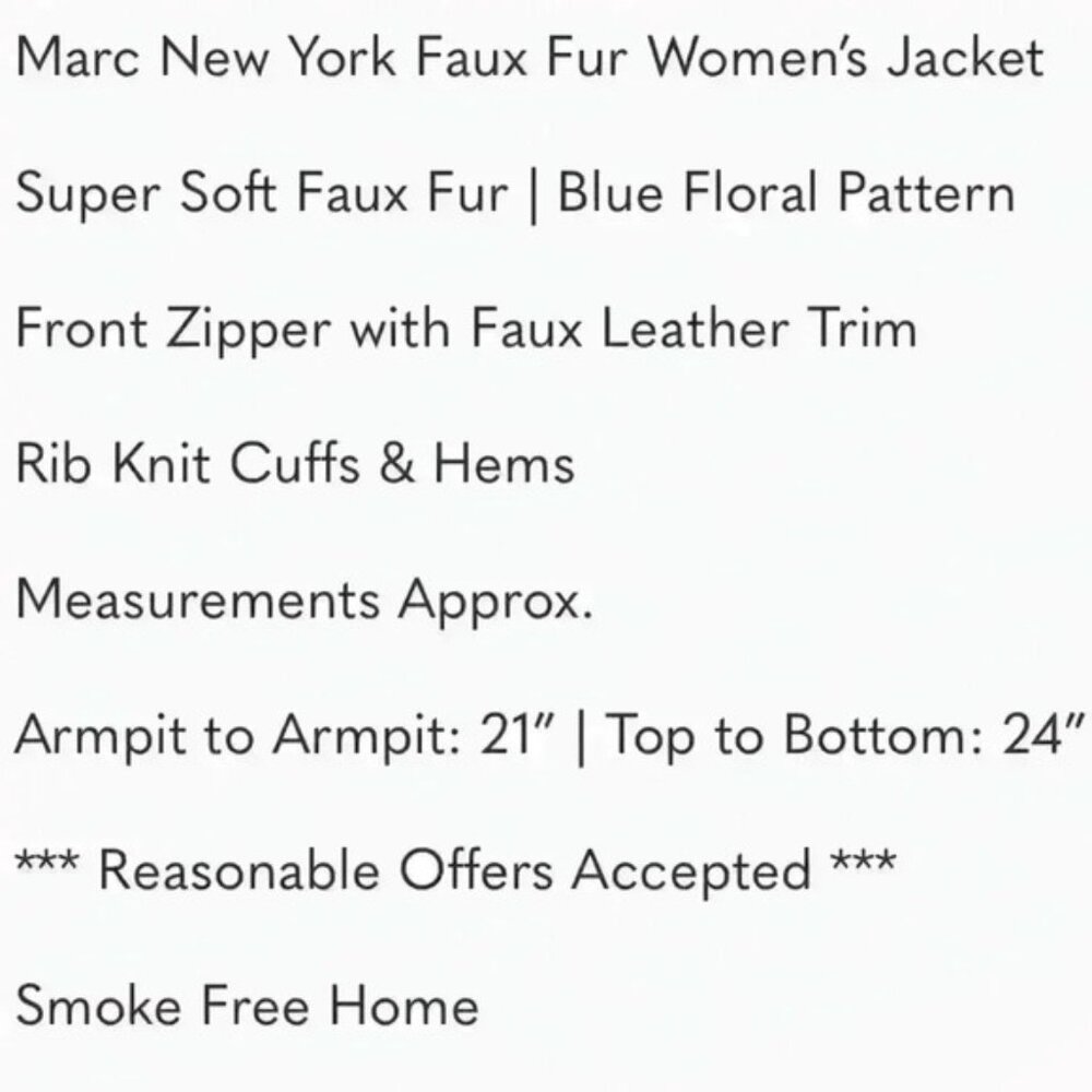 Andrew Marc L Bomber Jacket New York Women's Faux Fur Grey Floral Blue - Picture 8 of 10